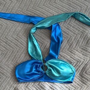 Blue and Green Halter Bikini Top